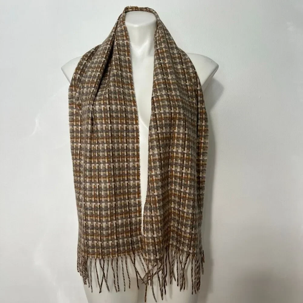 Cashmink v. fraas Germany Woven Neutral fringe scarf vintage